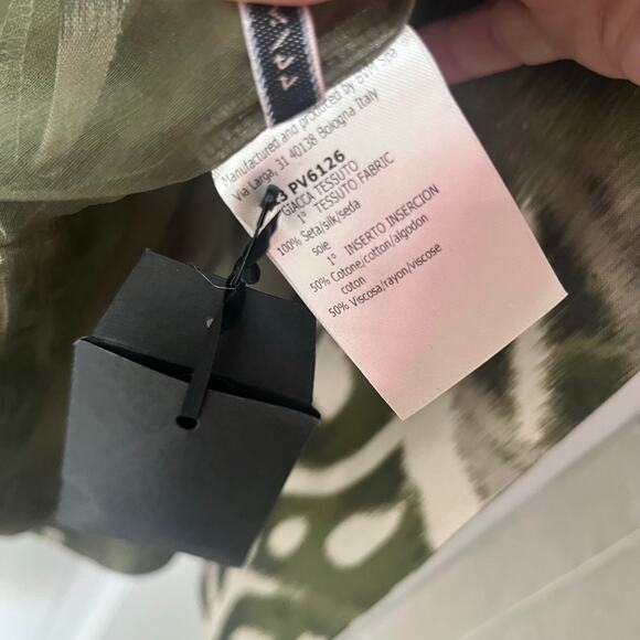 Giambattista Valli Green print short sleeve jacket blouse with button 44/M Italy - Picture 16 of 16